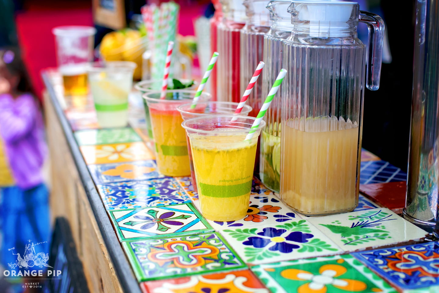 Pitchers of cocktails at Orange Pip Market