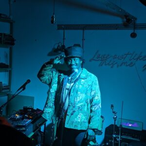 A singer on stage at Twisterella Festival