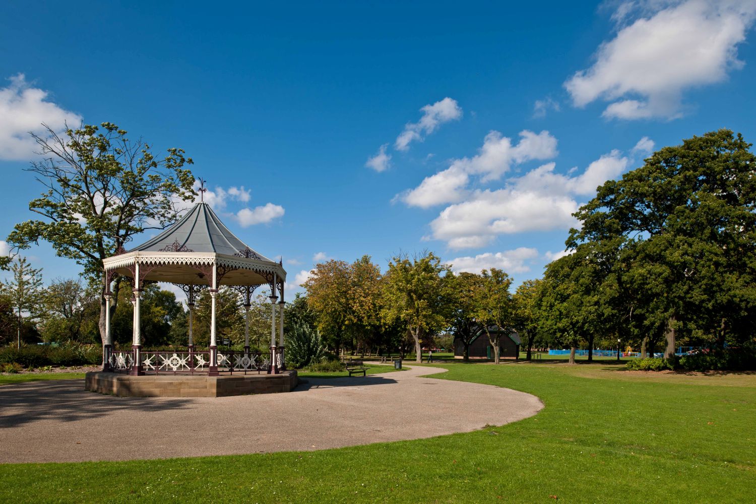bandstand in Albert park set against a clear blue sky