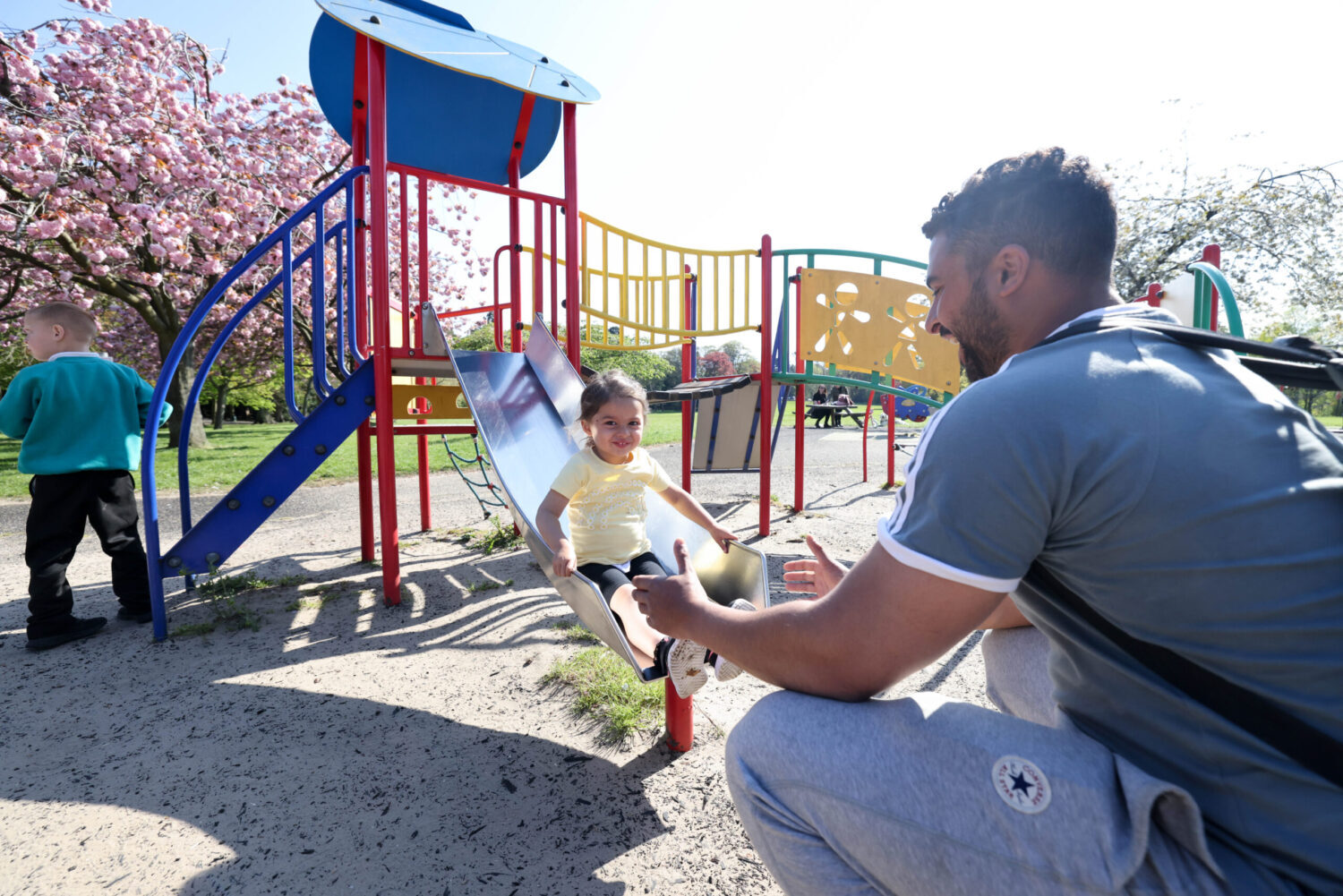 Family enjoying the play area at Stewart Park