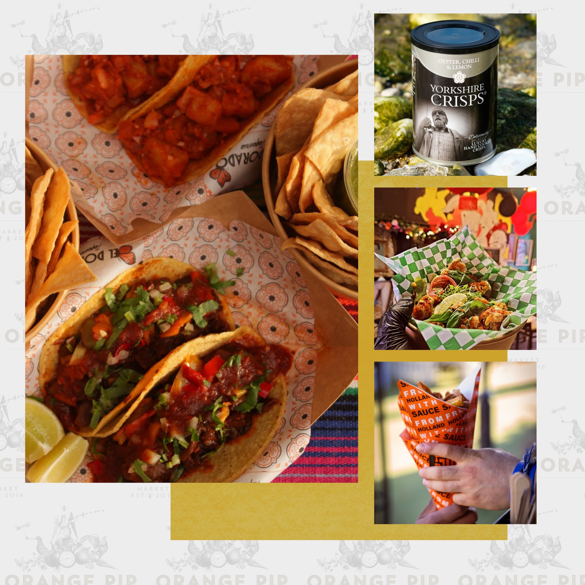 Collage of food traders at Orange Pip May 2026
